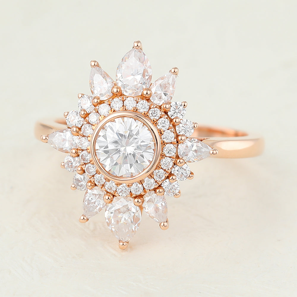 Round Cluster Lab-Grown Diamond Engagement Ring