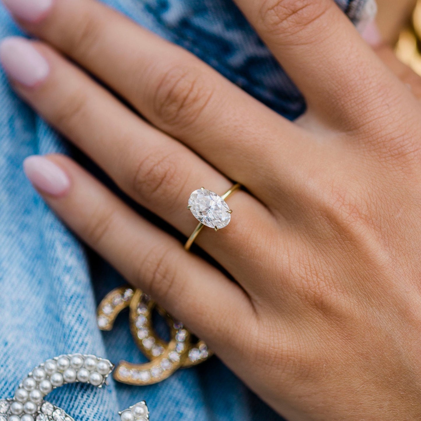 Oval Hidden Halo Lab Grown Diamond Engagement Ring