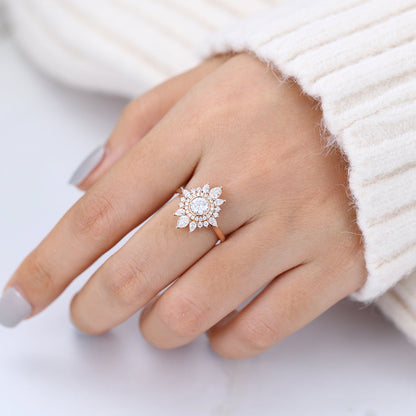 Round Cluster Lab-Grown Diamond Engagement Ring