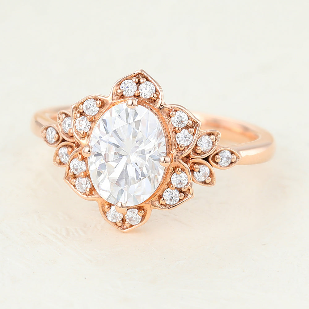 Oval Cluster Lab-Grown Diamond Engagement Ring
