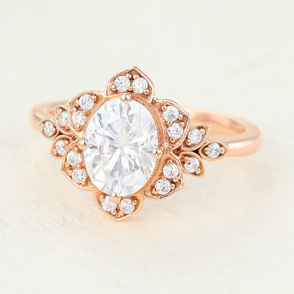 Oval Cluster Lab-Grown Diamond Engagement Ring