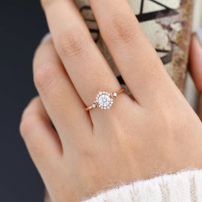 Round Cluster Lab-Grown Diamond Engagement Ring