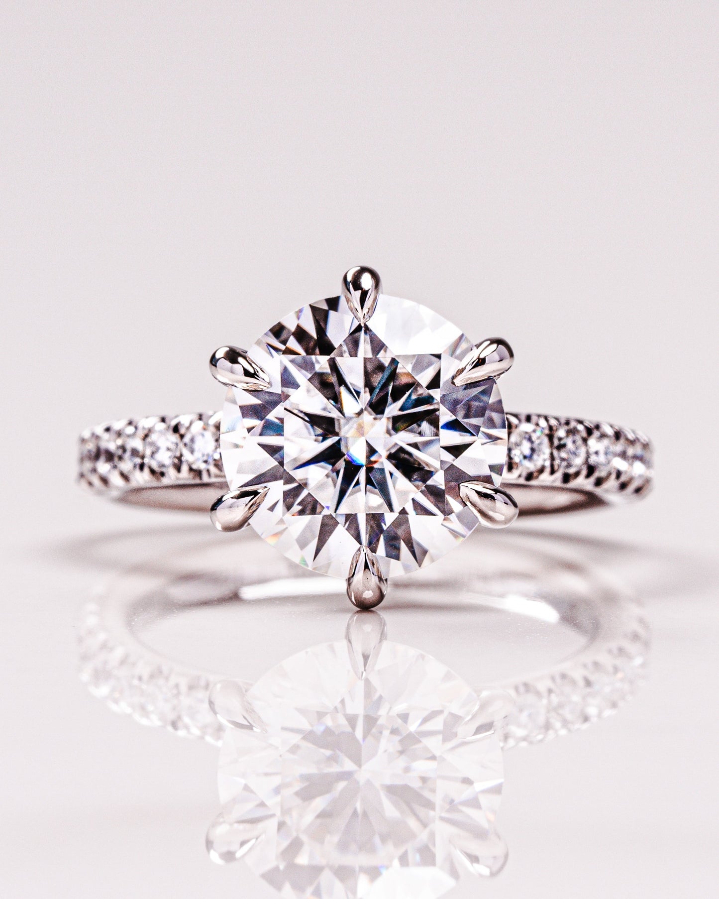 2.26 CT Round Cut Solitaire Pave Setting Lab Grown Diamond Engagement Ring