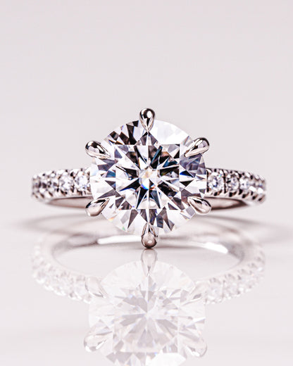 2.26 CT Round Cut Solitaire Pave Setting Lab Grown Diamond Engagement Ring