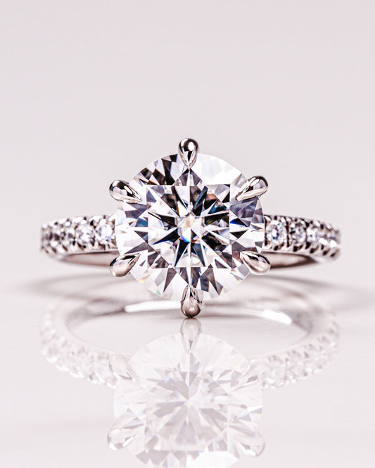 2.26 CT Round Cut Solitaire Pave Setting Lab Grown Diamond Engagement Ring