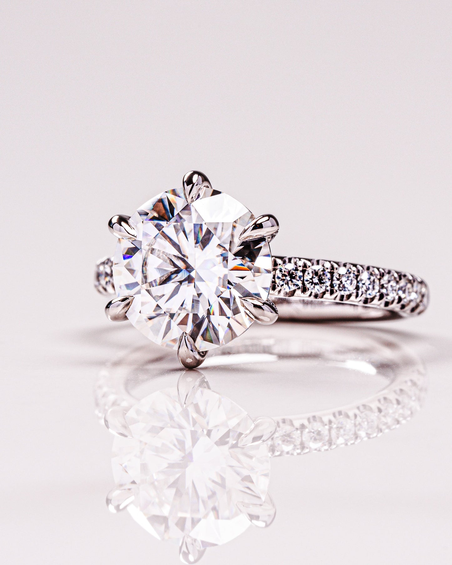 2.26 CT Round Cut Solitaire Pave Setting Lab Grown Diamond Engagement Ring