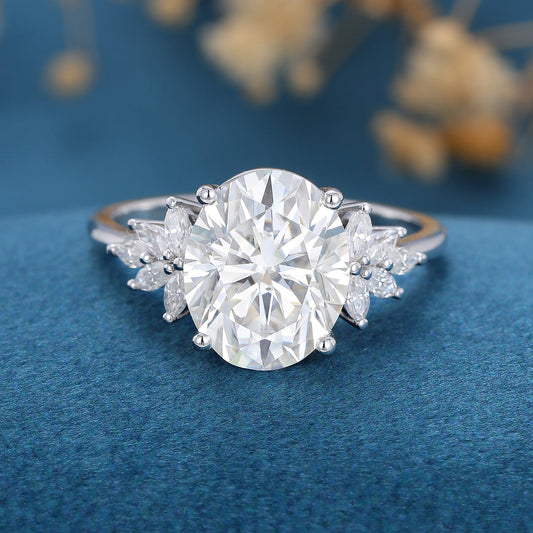 Oval Cluster Lab Grown Diamond Engagement Ring