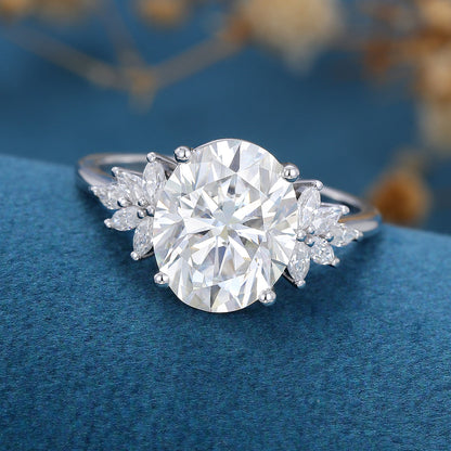 Oval Cluster Lab Grown Diamond Engagement Ring