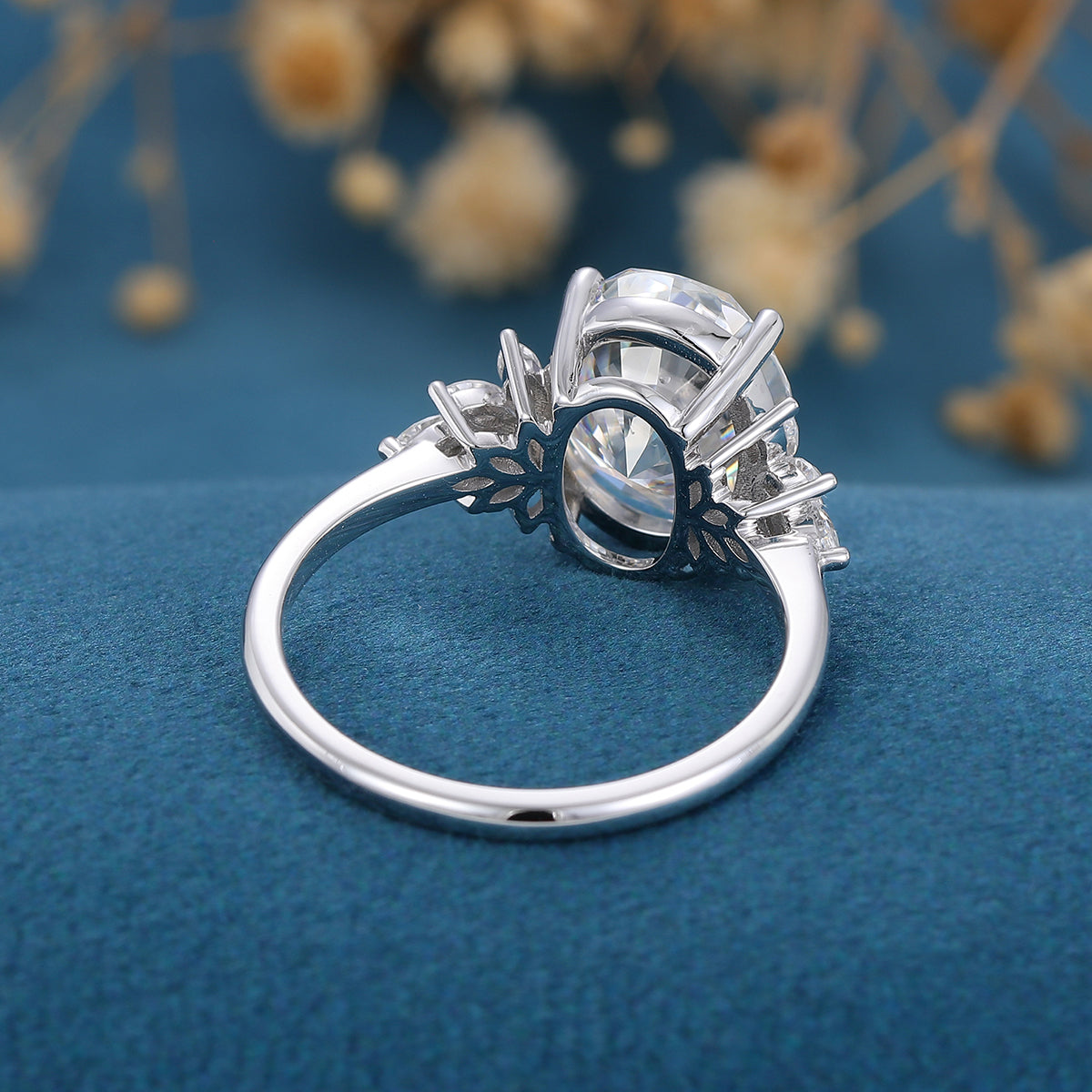 Oval Cluster Lab Grown Diamond Engagement Ring