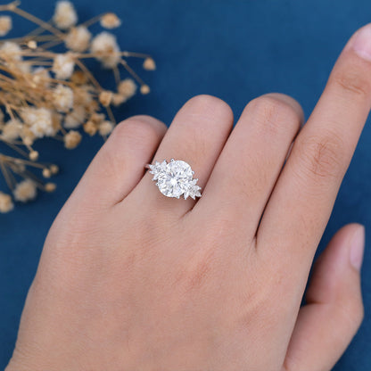 Oval Cluster Lab Grown Diamond Engagement Ring