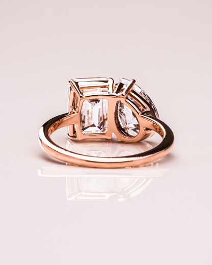 3.75 CT Emerald & Pear Cut Two Stones Toi Et Moi Lab Grown Diamond Engagement Ring