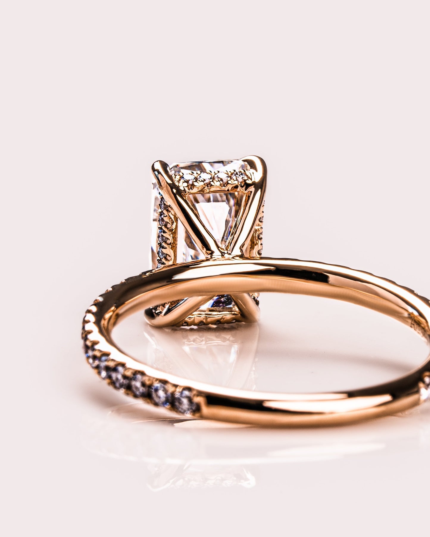 2.43 CT Radiant Cut Lab Grown Diamond Engagement Ring With Hidden Halo Setting