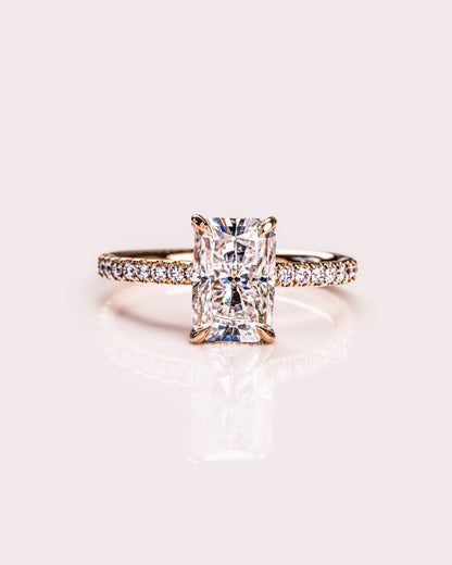 2.43 CT Radiant Cut Lab Grown Diamond Engagement Ring With Hidden Halo Setting
