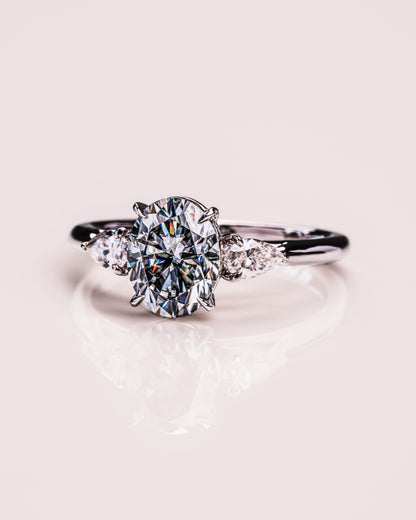 1.91 CT Oval Cut Three Stone Lab Grown Diamond Engagement Ring