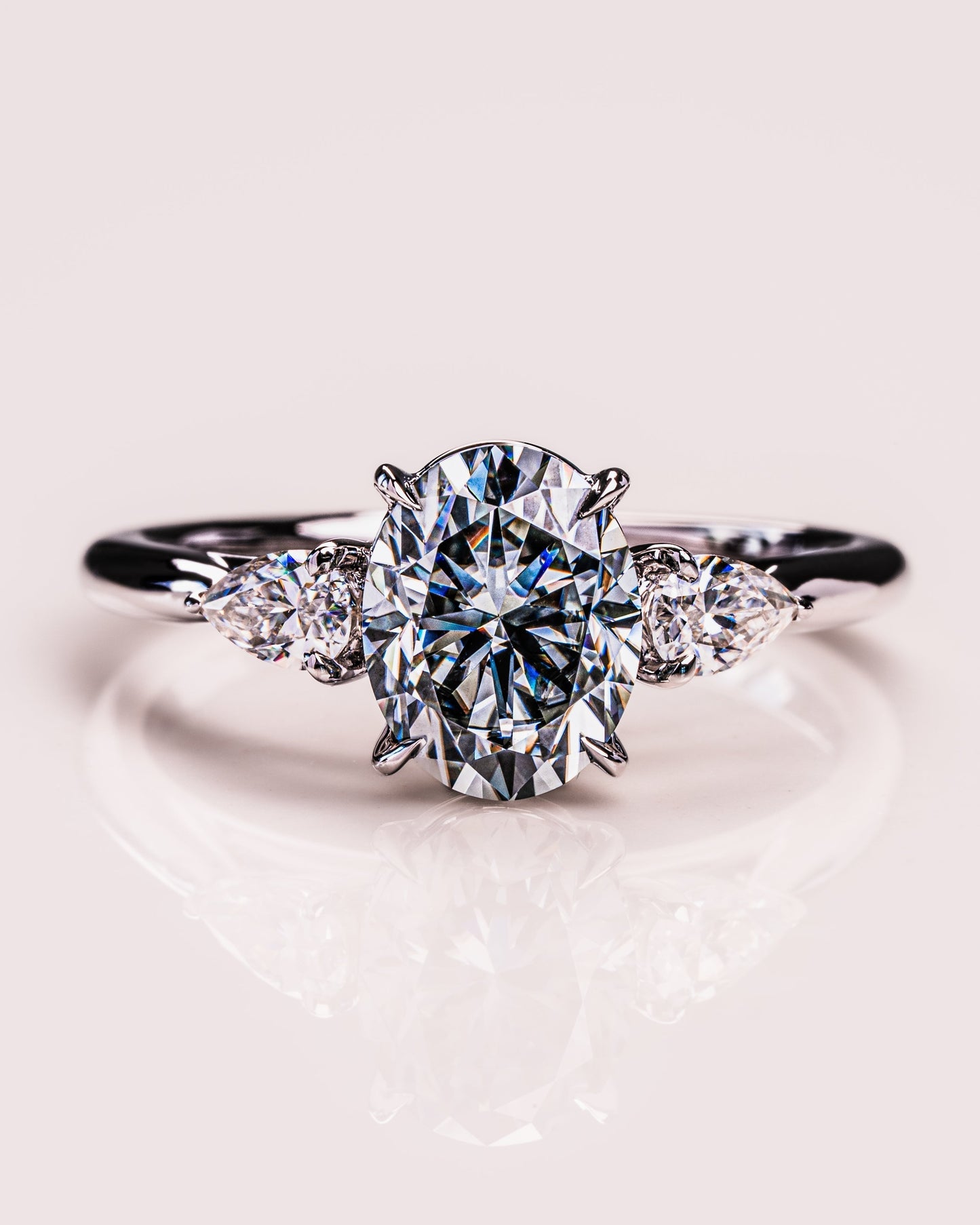 1.91 CT Oval Cut Three Stone Lab Grown Diamond Engagement Ring
