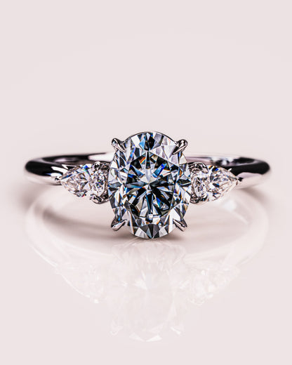 1.91 CT Oval Cut Three Stone Lab Grown Diamond Engagement Ring