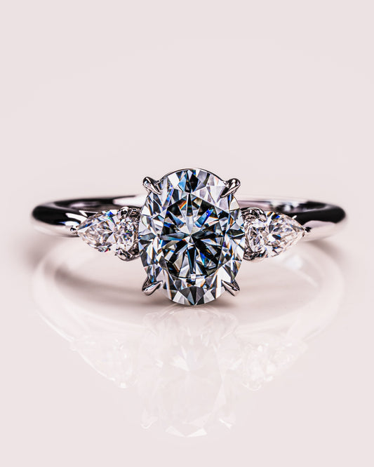 1.91 CT Oval Cut Three Stone Lab Grown Diamond Engagement Ring
