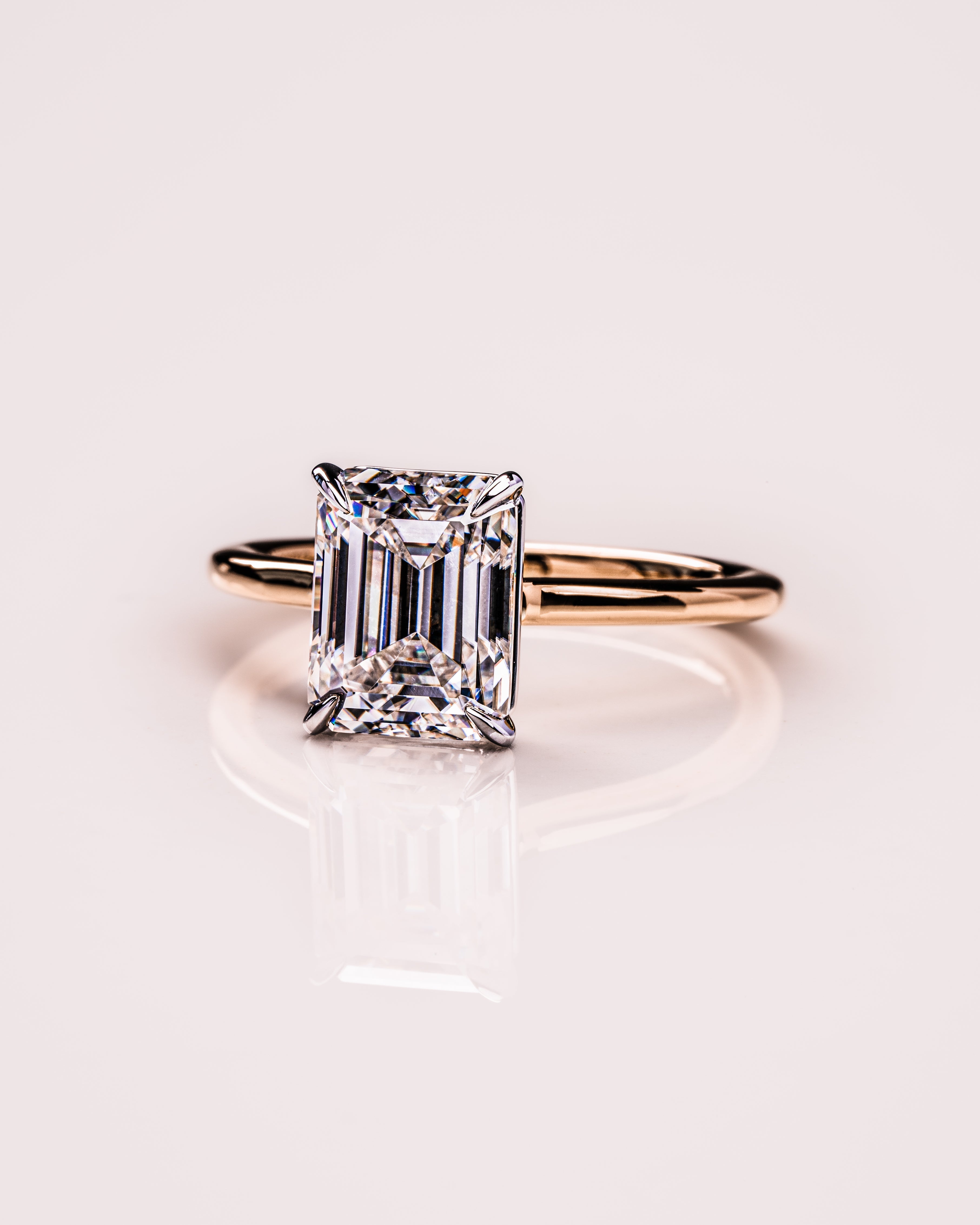 2.3 CT Emerald Cut Solitaire Moissanite Engagement Ring 7