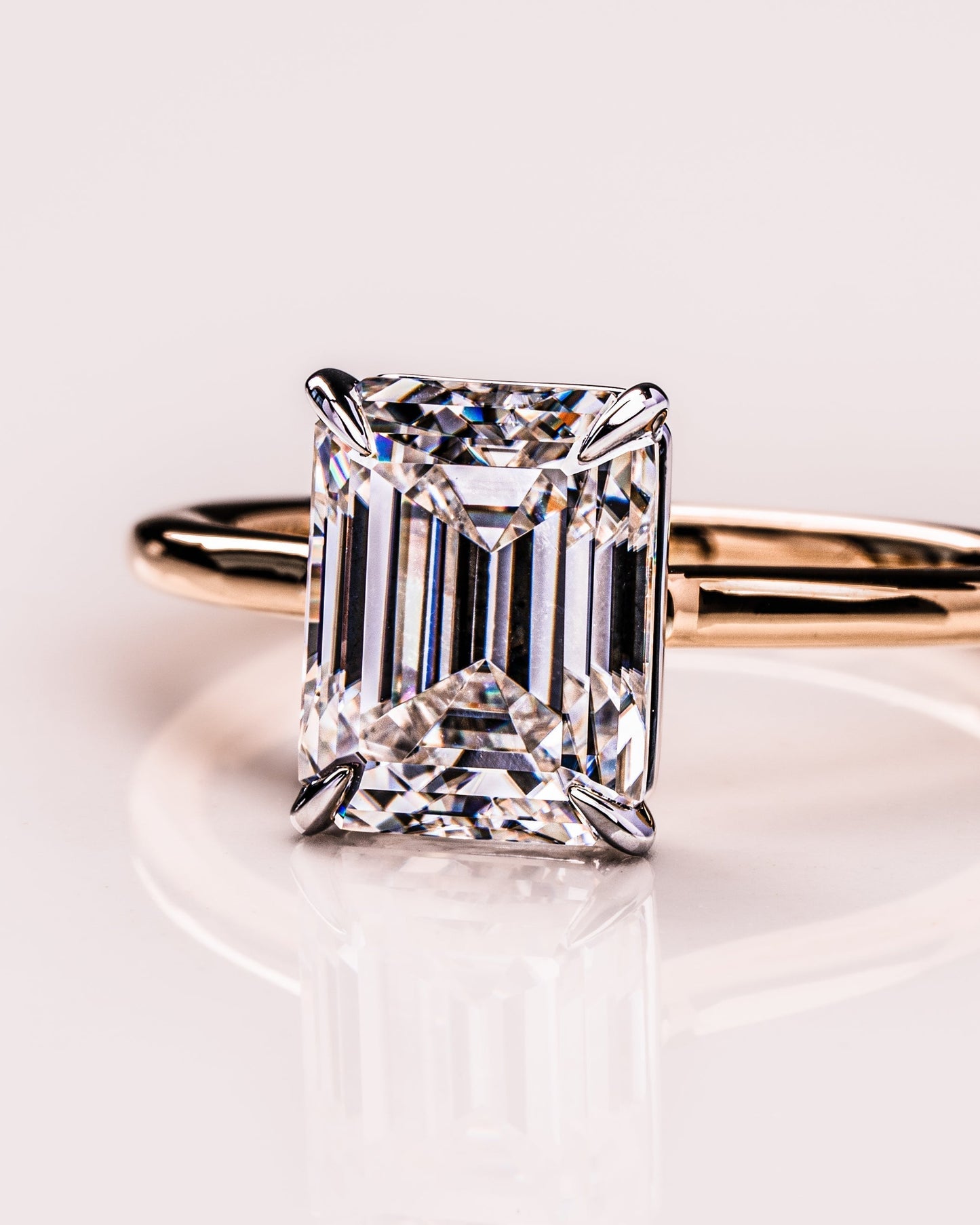 2.3 CT Emerald Cut Solitaire Lab Grown Diamond Engagement Ring