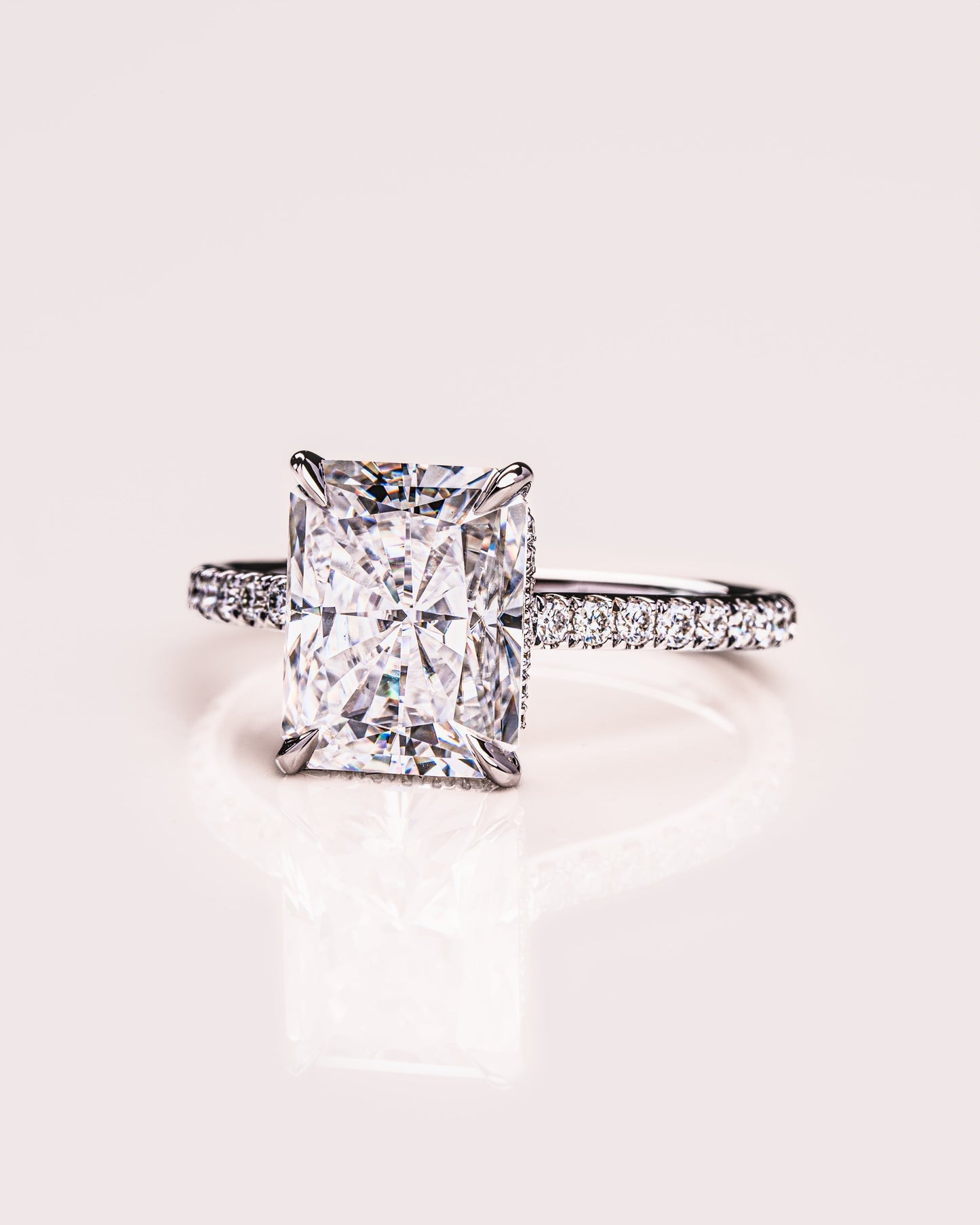 2.43 CT Radiant Cut Hidden Halo Setting Lab Grown Diamond Engagement Ring