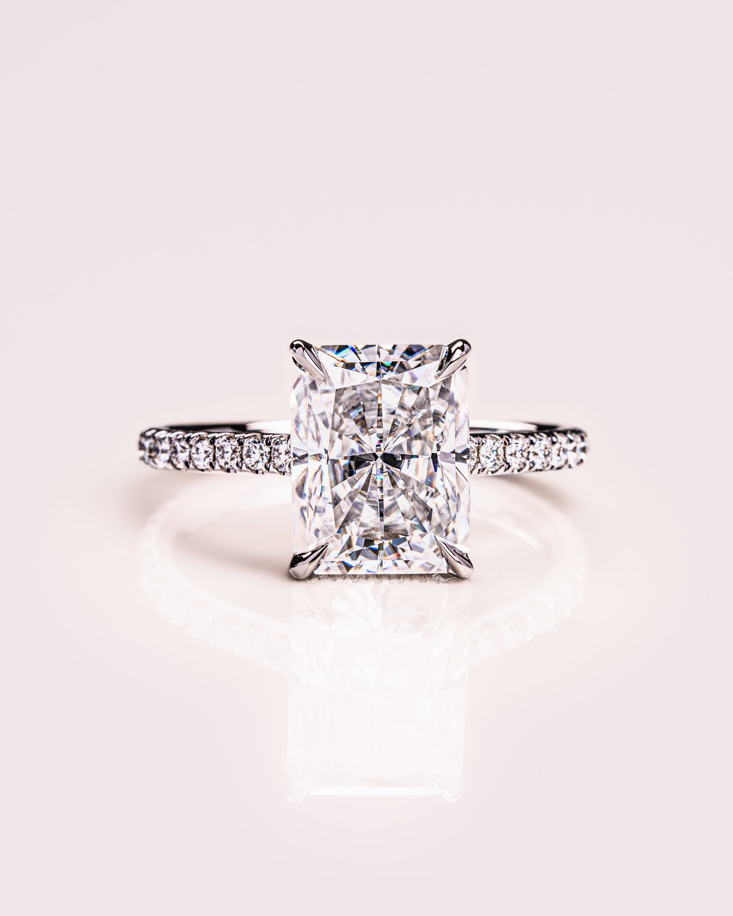 2.43 CT Radiant Cut Hidden Halo Setting Lab Grown Diamond Engagement Ring