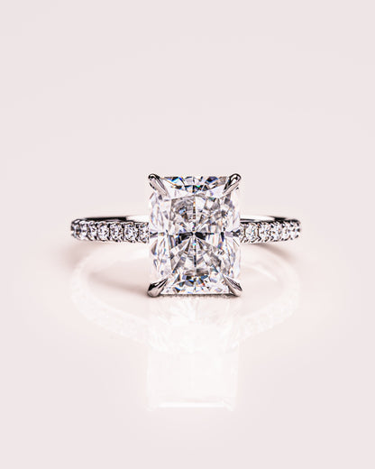 2.43 CT Radiant Cut Hidden Halo Setting Lab Grown Diamond Engagement Ring