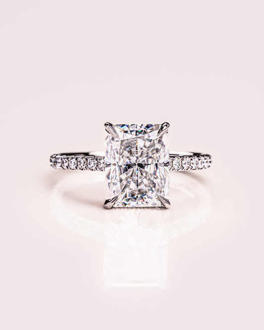 2.43 CT Radiant Cut Hidden Halo Setting Lab Grown Diamond Engagement Ring