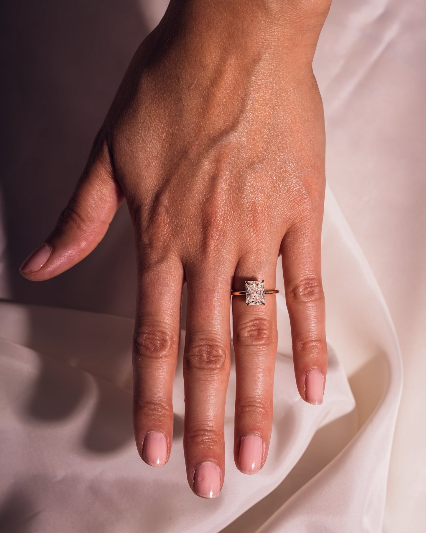 2.43 CT Radiant Cut Lab Grown Diamond Engagement Ring With Hidden Halo Setting