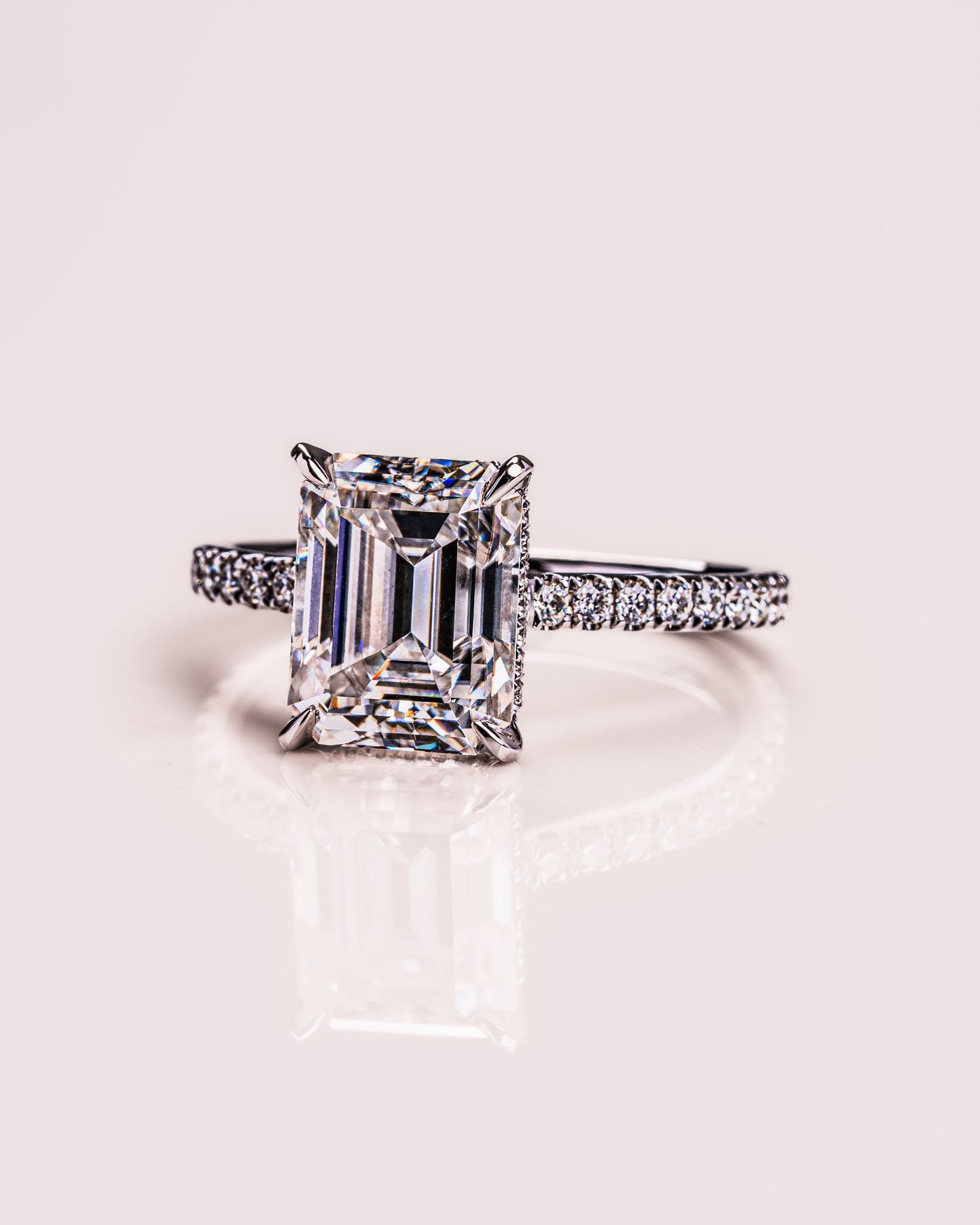 2.30 CT Radiant Cut Hidden Halo &  Pave Setting Lab Grown Diamond Engagement Ring