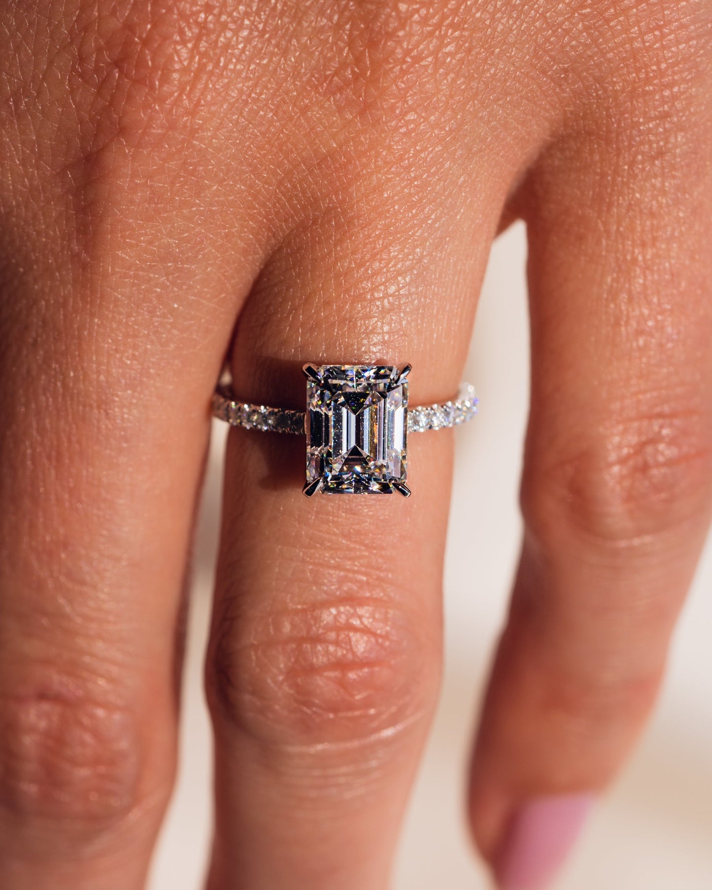 2.30 CT Radiant Cut Hidden Halo &  Pave Setting Lab Grown Diamond Engagement Ring