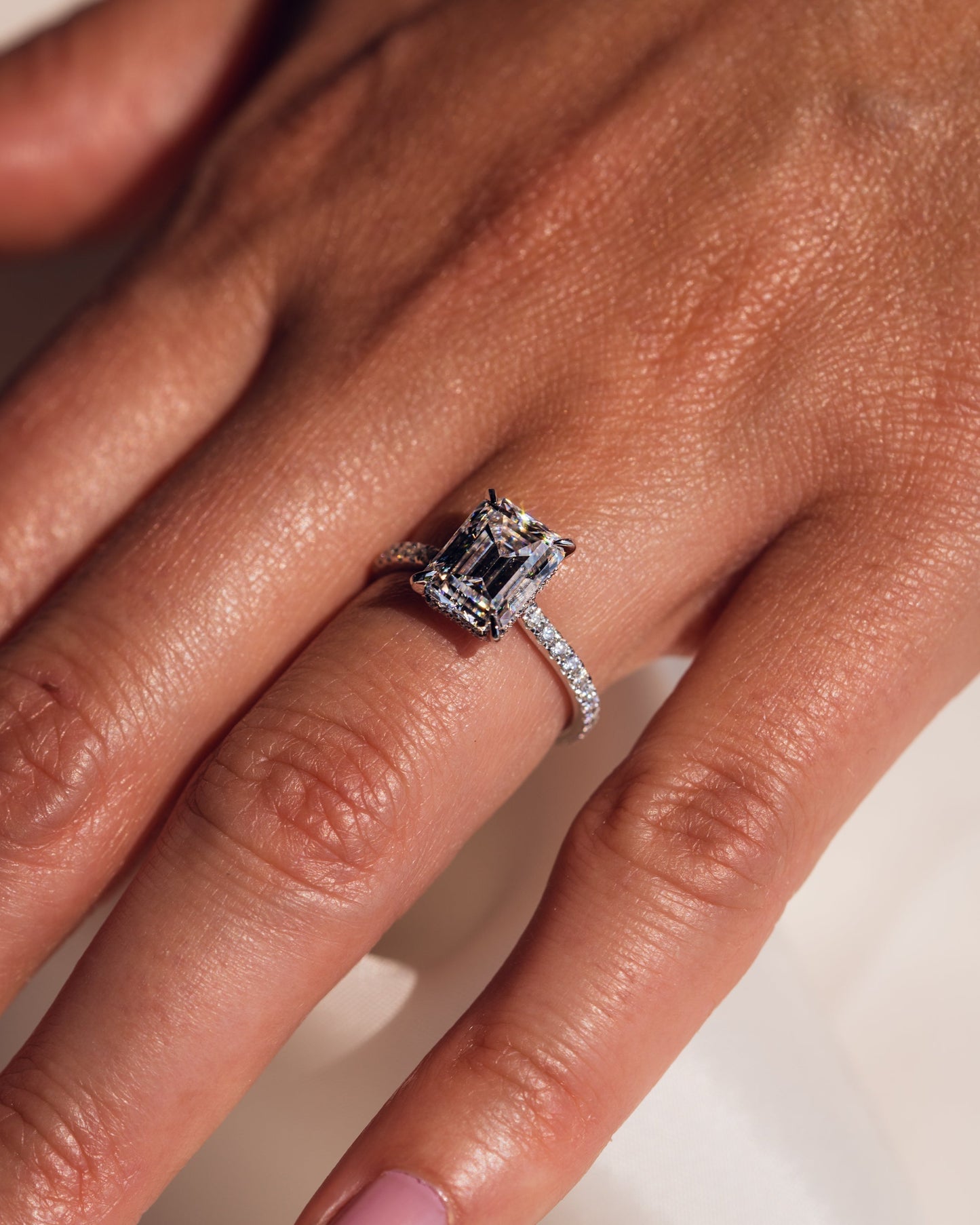 2.30 CT Radiant Cut Hidden Halo &  Pave Setting Lab Grown Diamond Engagement Ring