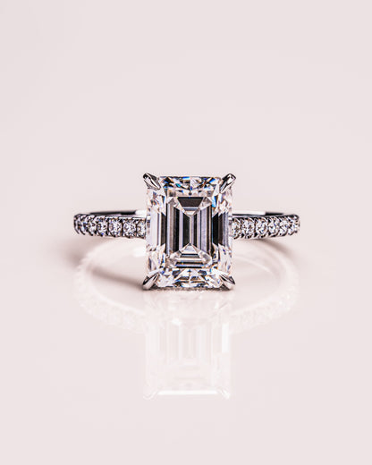 2.30 CT Radiant Cut Hidden Halo &  Pave Setting Lab Grown Diamond Engagement Ring