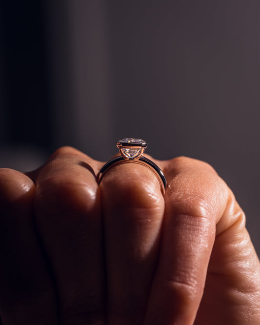 2.30 CT Emerald Cut Solitaire Bezel Setting Lab Grown Diamond Engagement Ring