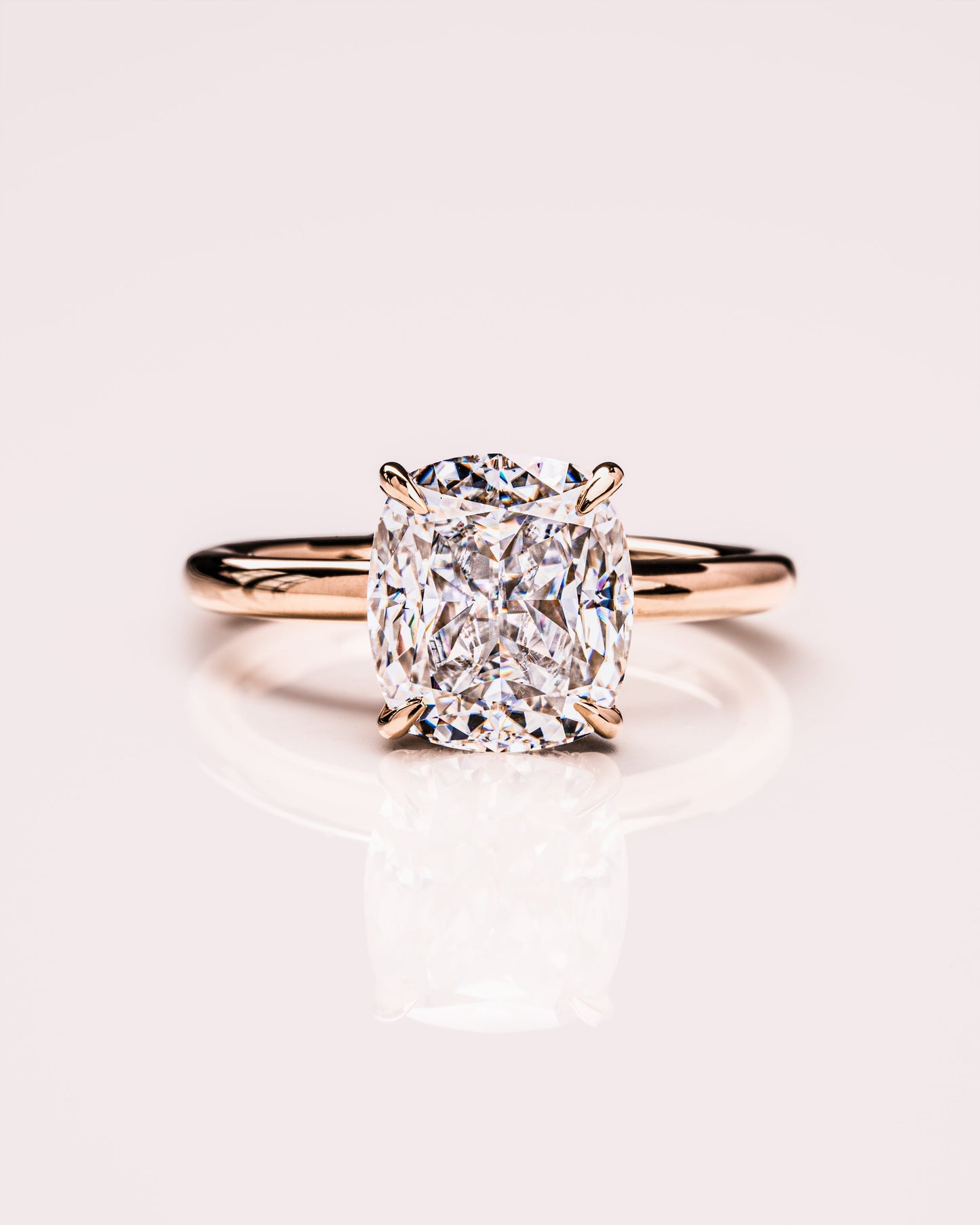 1.49 CT Cushion Cut Lab Grown Diamond Engagement Ring With Hidden Halo Setting