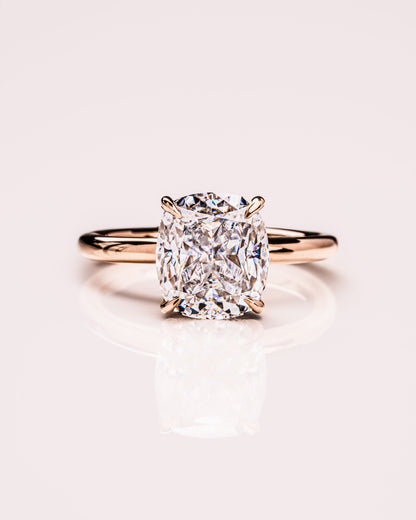 1.49 CT Cushion Cut Lab Grown Diamond Engagement Ring With Hidden Halo Setting