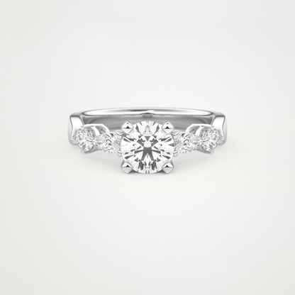 Round Cluster Lab Grown Diamond Engagement Ring