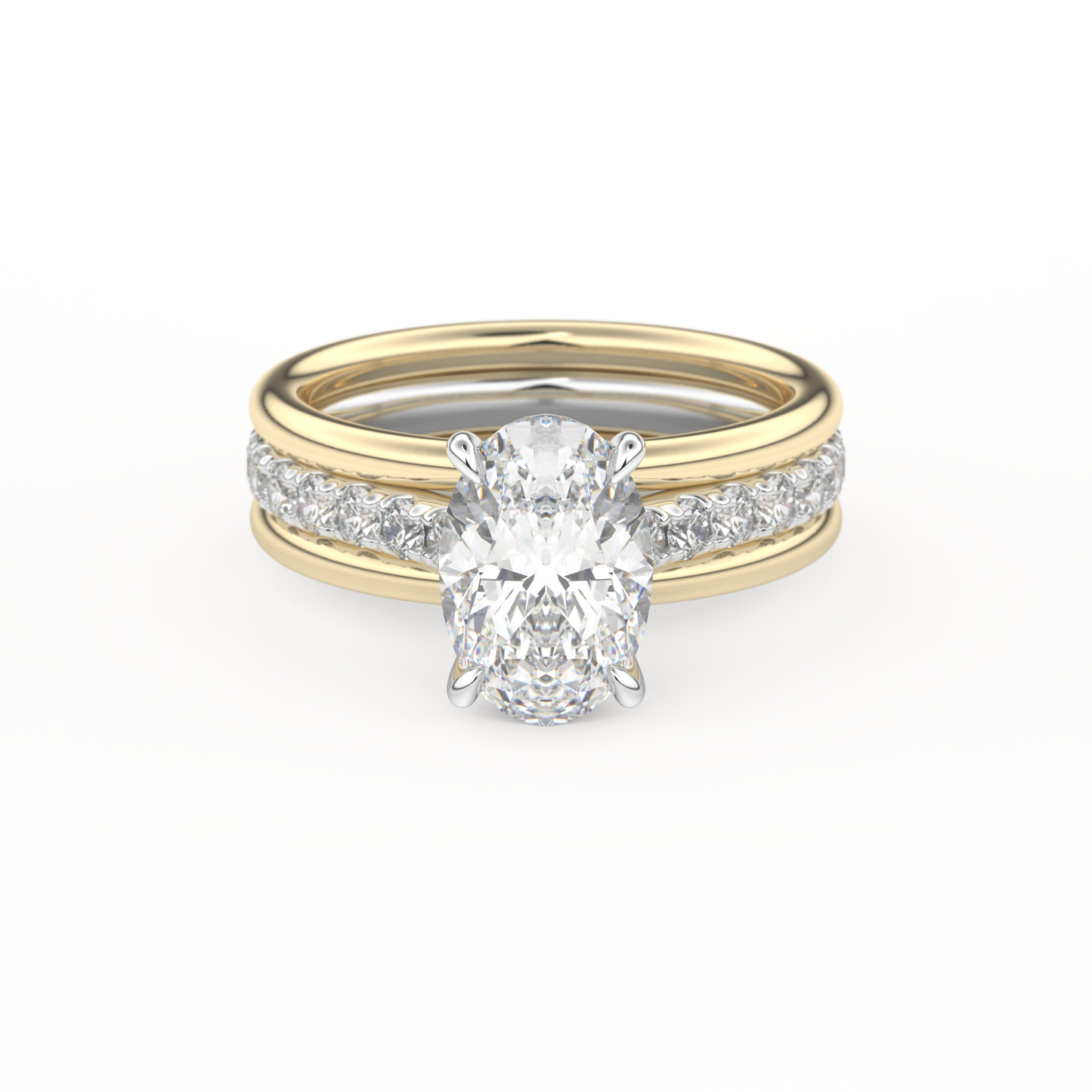 Oval Channel Pave Lab Grown Diamond Engagement Ring