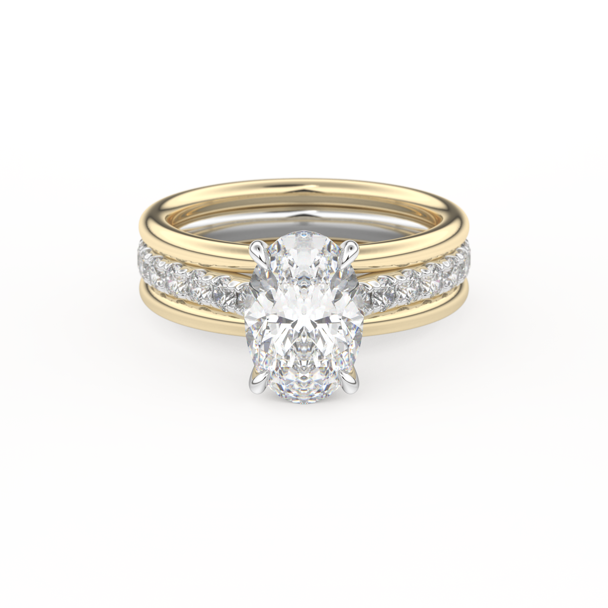 Oval Channel Pave Lab Grown Diamond Engagement Ring