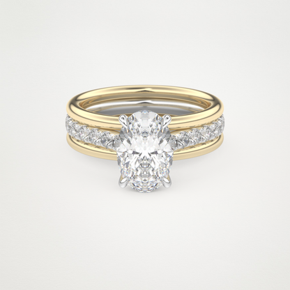 Oval Channel Pave Lab Grown Diamond Engagement Ring