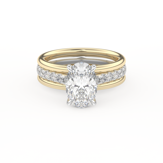 Oval Channel Pave Lab Grown Diamond Engagement Ring