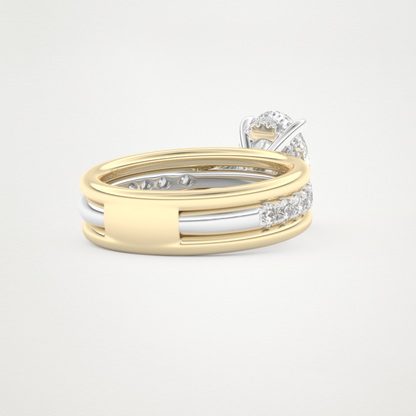 Oval Channel Pave Lab Grown Diamond Engagement Ring