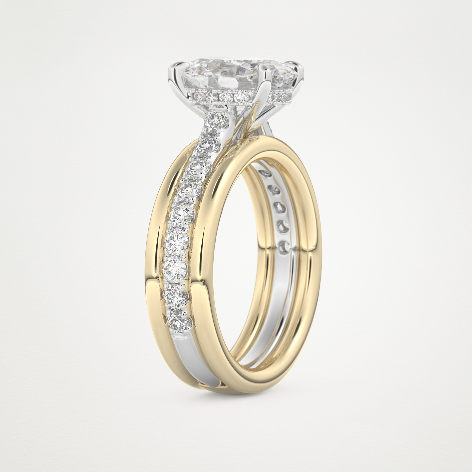 Oval Channel Pave Lab Grown Diamond Engagement Ring