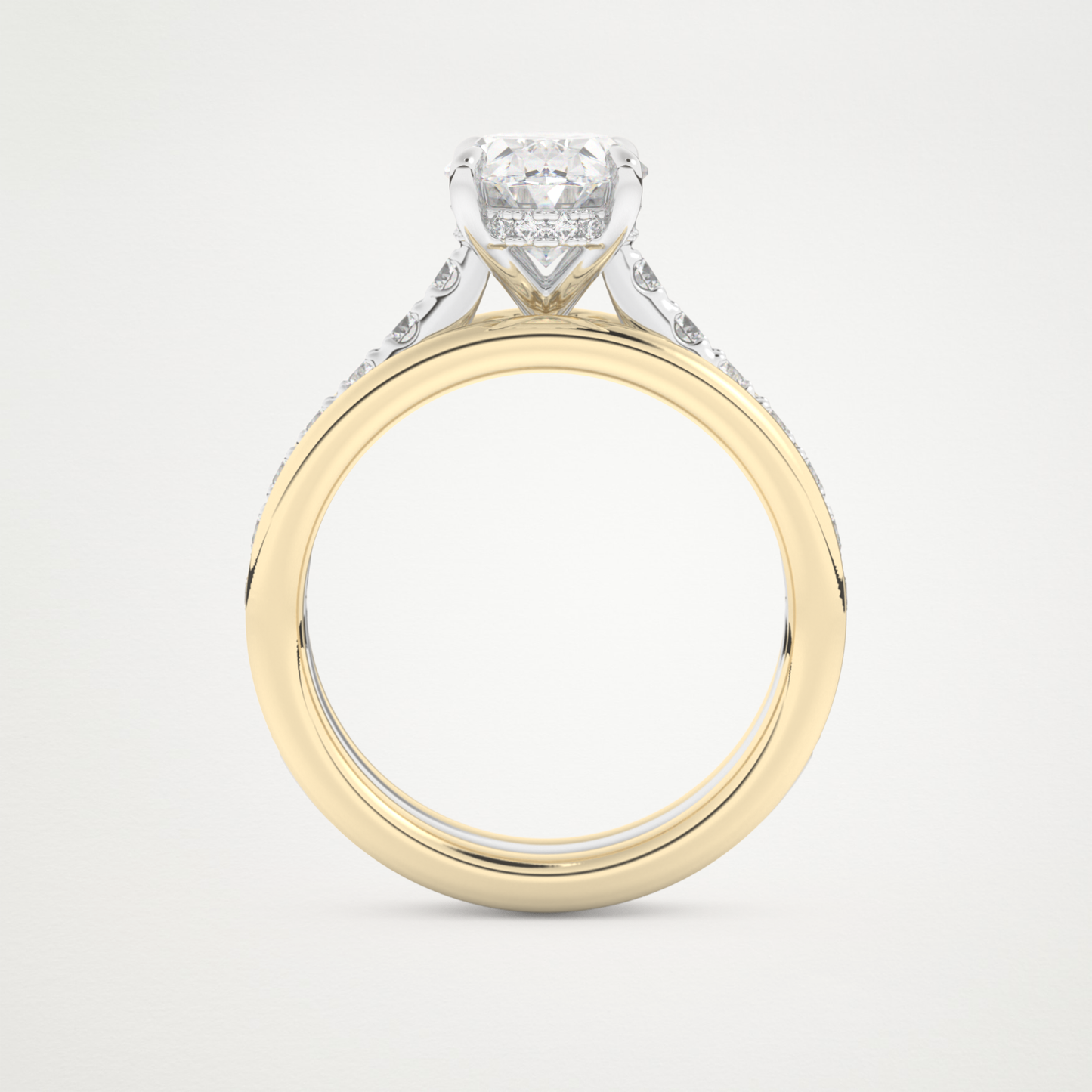 Oval Channel Pave Lab Grown Diamond Engagement Ring
