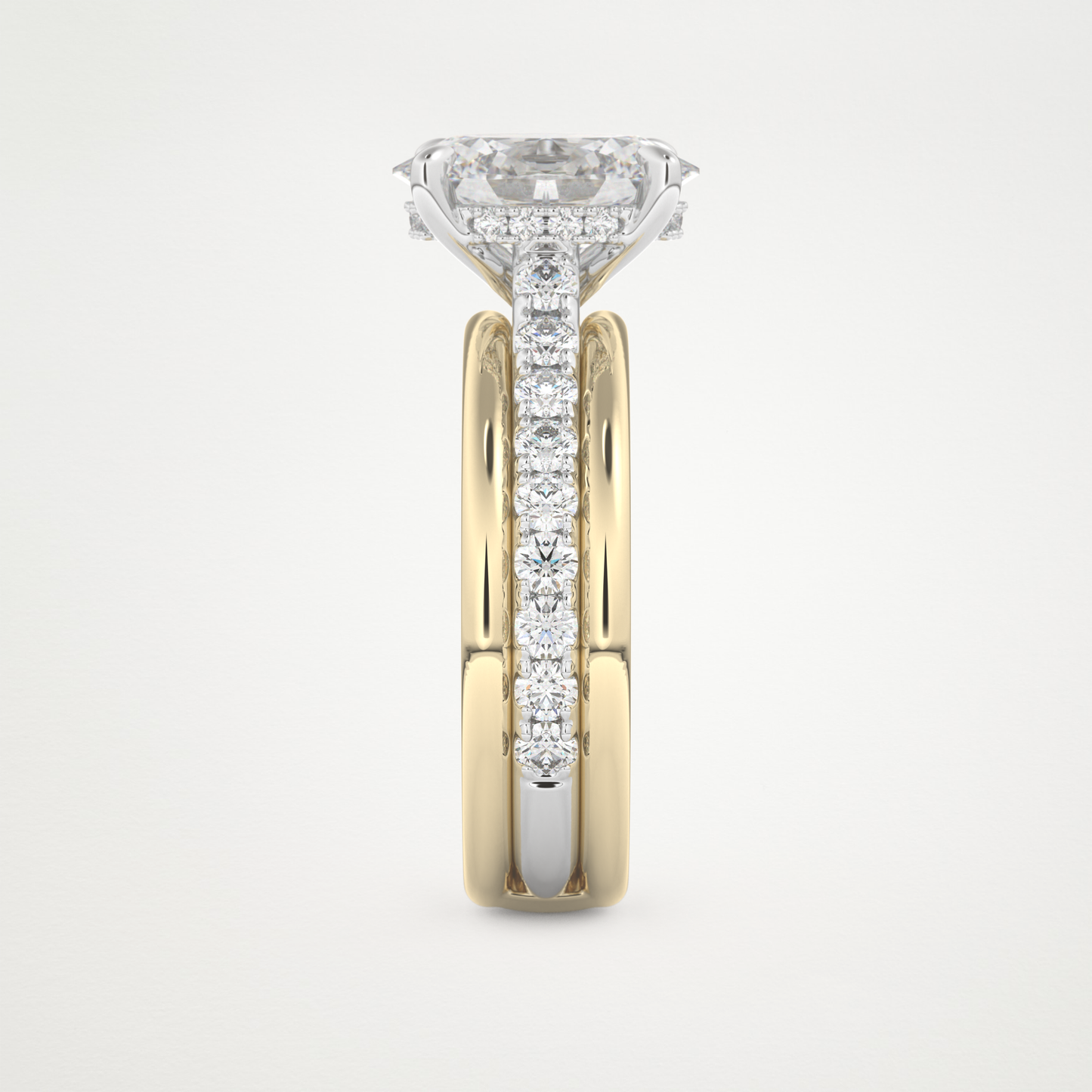 Oval Channel Pave Lab Grown Diamond Engagement Ring