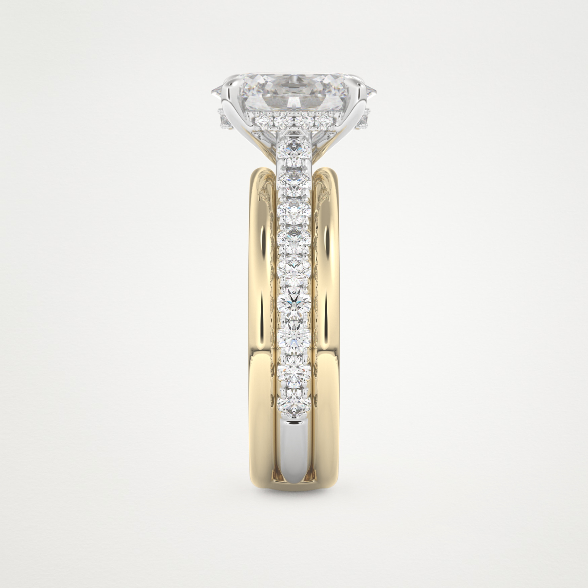 Oval Channel Pave Lab Grown Diamond Engagement Ring