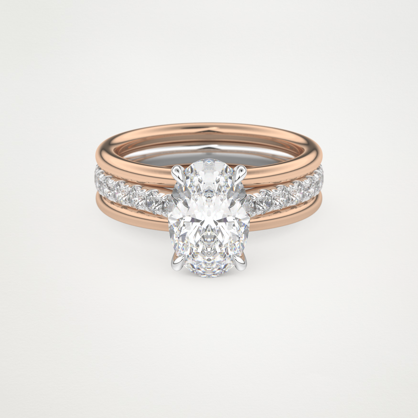 Oval Channel Pave Lab Grown Diamond Engagement Ring