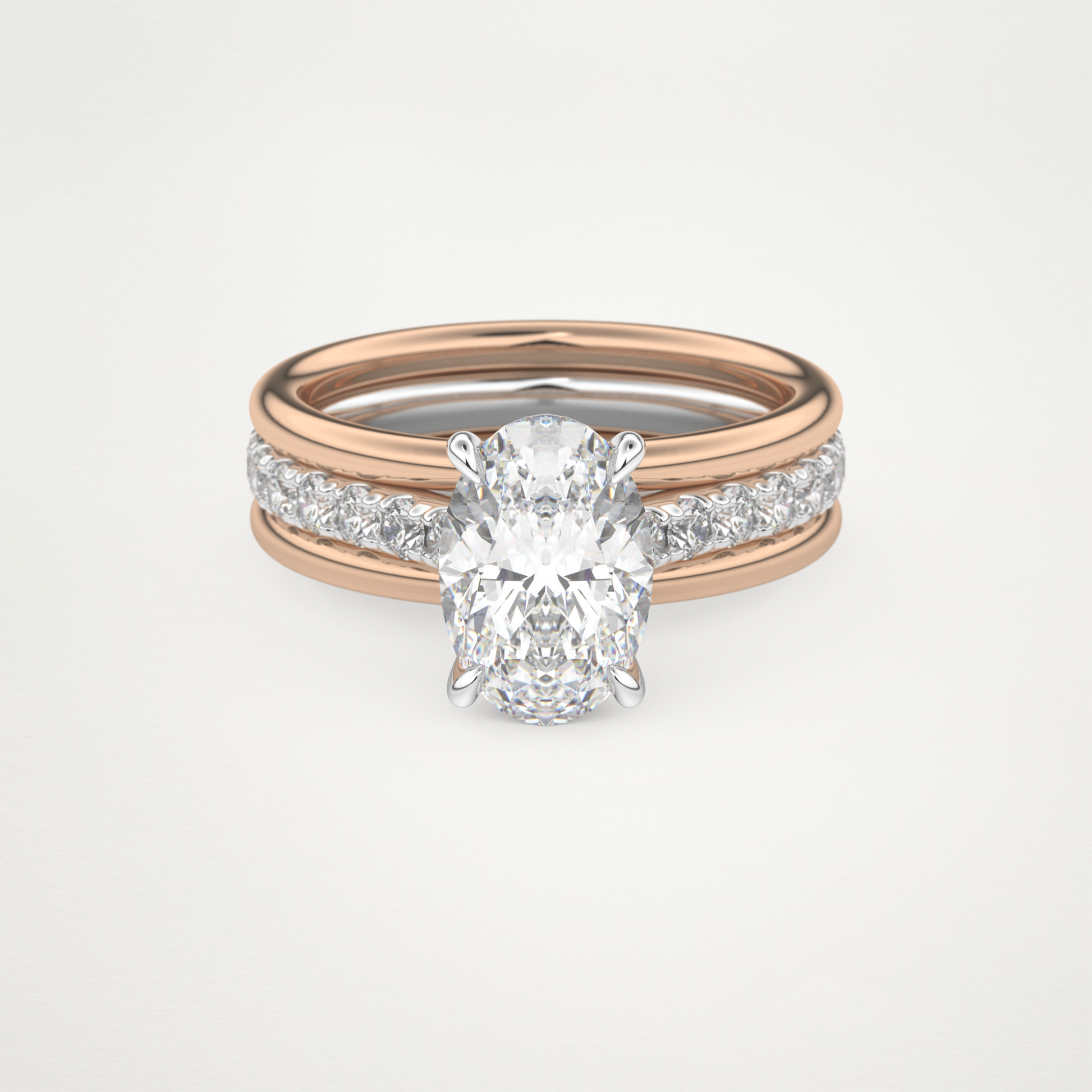 Oval Channel Pave Lab Grown Diamond Engagement Ring