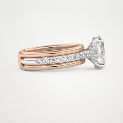 Oval Channel Pave Lab Grown Diamond Engagement Ring