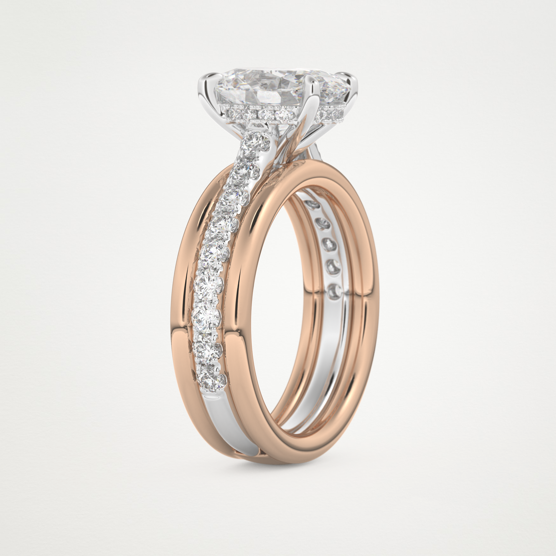 Oval Channel Pave Lab Grown Diamond Engagement Ring
