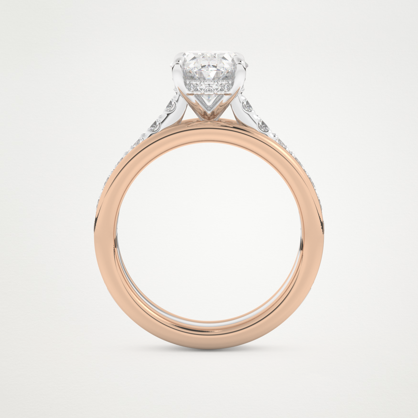 Oval Channel Pave Lab Grown Diamond Engagement Ring